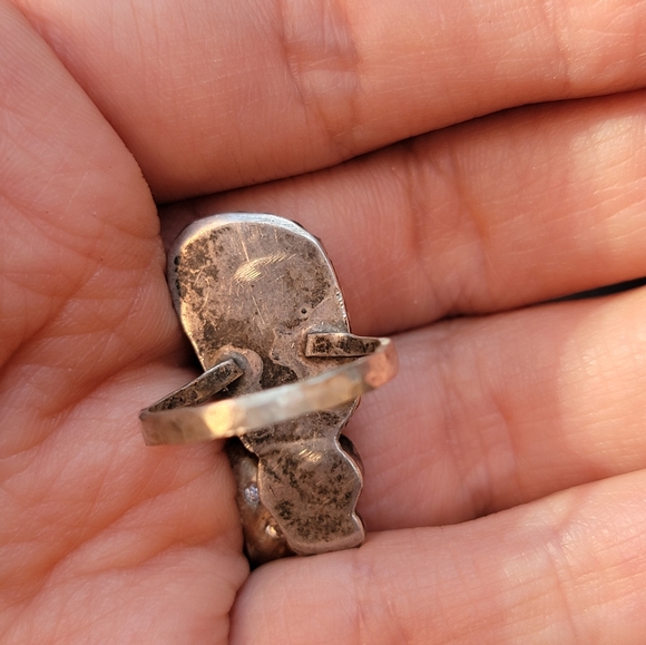 Very old Turquoise and coral Bug Ring - Picture 4 of 5